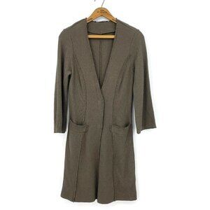 Siste's Duster Sweater Womens Small Olive Green Long Cotton Italy